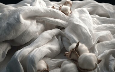 Fototapeta premium Detailed Cotton Fabric Texture with Realistic Cotton Bolls | Generative AI