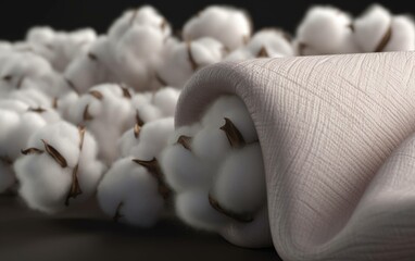 Fototapeta na wymiar Close-up of Cotton Buds on Cotton Fabric | Generative AI