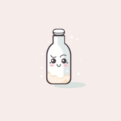 Cute and kawaii cartoon Bottle milk character. Food cartoon. flat design, vector illustration, milk box vector isolated