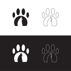 Paw cat animal logo design . Cat line art illustration