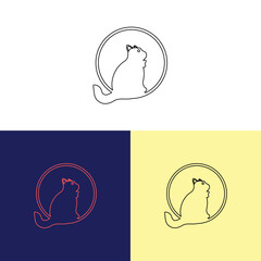 Circle line art cat animal logo design