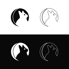 Circle cat animal vector logo template illustration