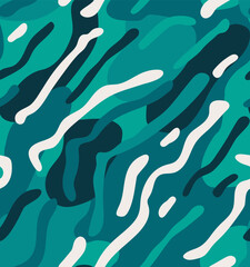 Abstract blue and green lines seamless pattern. Modern fashion print for fabric and wallpaper.