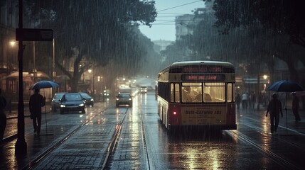 Rainy day on the streets, generative AI