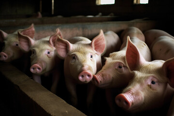 Several pigs in one barn
