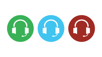 Headphones Icon Set. Vector isolated flat icon with headphones illustration