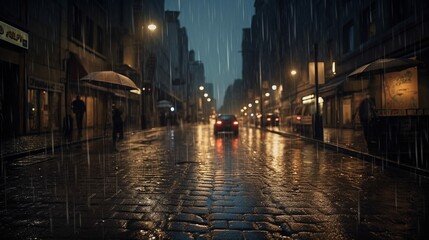 Fototapeta na wymiar Rainy day on the streets, generative AI