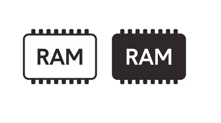 RAM Memory icon set. Vector black and white set of illustration