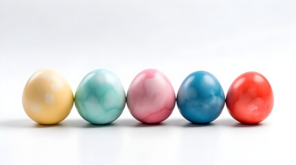 colorful easter eggs on a white background, generative ai