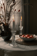 easter eggs on the table