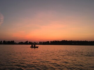 kayaking and sunset on the river