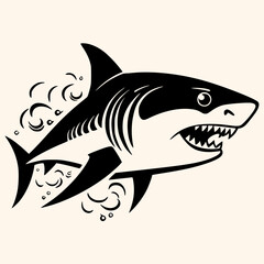 Shark vector for logo or icon, drawing Elegant minimalist style,abstract style Illustration	
