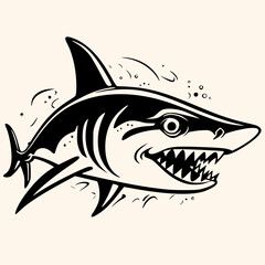 Shark vector for logo or icon, drawing Elegant minimalist style,abstract style Illustration	