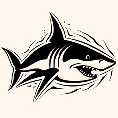 Shark vector for logo or icon, drawing Elegant minimalist style,abstract style Illustration	