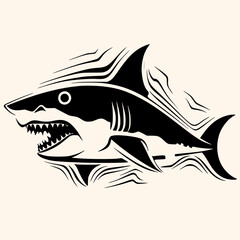Shark vector for logo or icon, drawing Elegant minimalist style,abstract style Illustration	