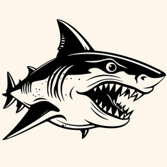 Shark vector for logo or icon, drawing Elegant minimalist style,abstract style Illustration	