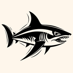 Shark vector for logo or icon, drawing Elegant minimalist style,abstract style Illustration	