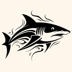 Shark vector for logo or icon, drawing Elegant minimalist style,abstract style Illustration	