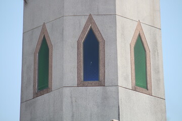 Windows Minaret of masjid blue sky background