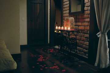 romantic loft decorations at night