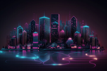 Abstract futuristic smart city a hub of technology and progress. Metaverse cyber concept idea. Innovation and advancement. Ai generated