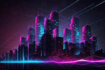 Abstract futuristic smart city a hub of technology and progress. Metaverse cyber concept idea. Innovation and advancement. Ai generated