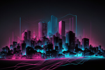 Abstract futuristic smart city a hub of technology and progress. Metaverse cyber concept idea. Innovation and advancement. Ai generated