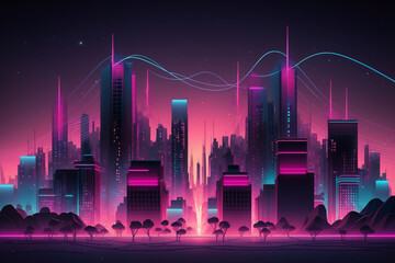 Abstract futuristic smart city a hub of technology and progress. Metaverse cyber concept idea. Innovation and advancement. Ai generated