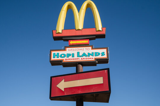 Moenkopi, AZ, US-December 21, 2022: McDonalds on the Hopi Indian Reservation in Tuba City, Arizona.