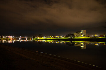 Fototapeta na wymiar House near the river in the night