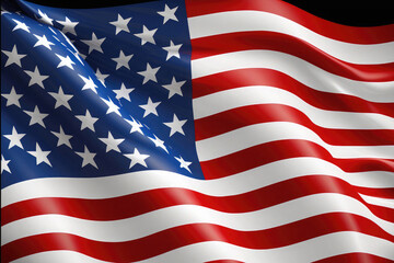 Obraz premium AI generated closeup of grunge vintage dark american flag blowing wind at USA independence day