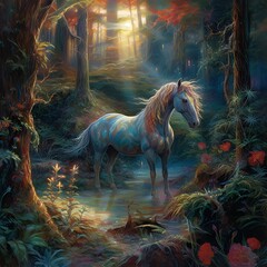 unicorn, brown, animals, tail, art, background, wallpaper