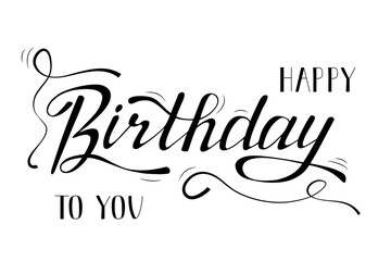 Happy Birthday lettering. Hand drawn vector illustration