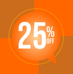25 percent off Discount for big sales with ballon on  orange background