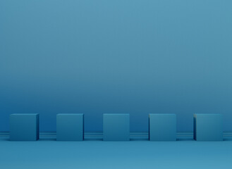 Minimalism blue color interior scene with cubes