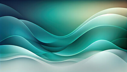 Abstract Shiny neon glass translucent wavy composition with gradient transition, elegant clean background - generative AI.