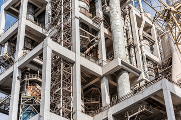 Fototapeta premium Industrial equipment, constructions, power machines in oil refinery plant