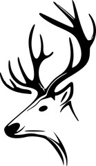 ﻿B/W minimalistic deer vector logo design.