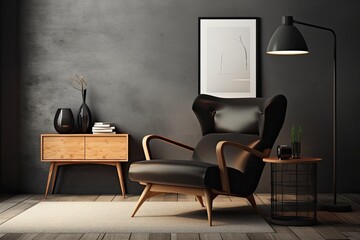 modern minimalist dining room with a sleek table and chairs. Generative AI