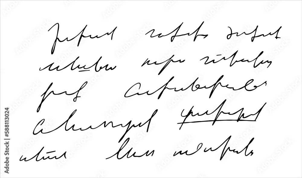 Poster handwritten unreadable text. abstract illegible handwriting of fictional language. incomprehensible 