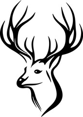 ﻿ Minimalistic two-hued deer vector logo.