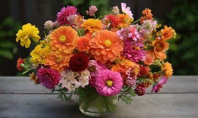  a vase filled with lots of colorful flowers on top of a table.  generative ai