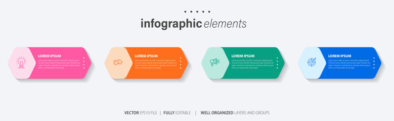 Creative concept for infographic with 4 steps, options, parts or processes. Business data visualization
