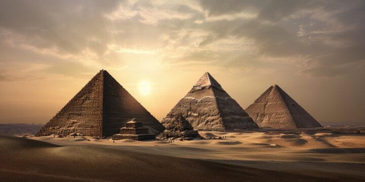 Egyptian pyramids landscape, generative, ai