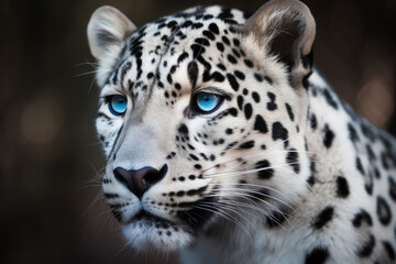 black and white portrait of a jaguar with blue eyes- made with generative ai