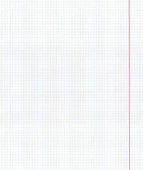 Blue graph paper background, grid note paper with red line