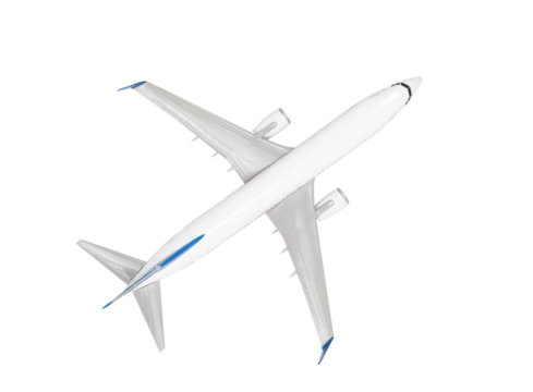 Model airplane isolated on transparent background
