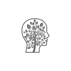 Mind tree brain icon isolated on transparent background