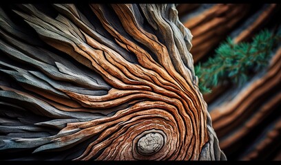  a close up of a tree trunk with a clock on it.  generative ai