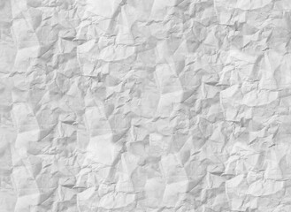 White crumpled paper background, blank rough old texture